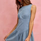 SO ME light blue sleeveless fit and flare denim mini dress