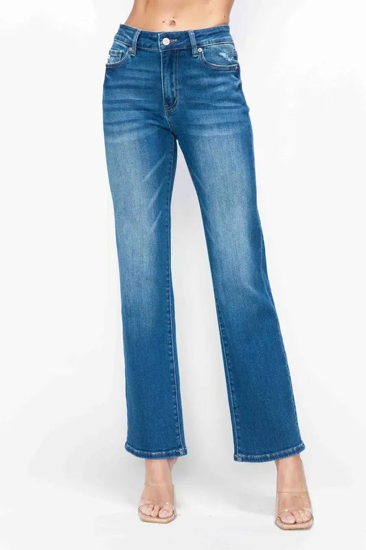 bytos Full Size Cat's Whiskers High Rise Straight Jeans | Jeans Daverri Fashions