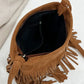 Suede Fringe Shoulder Bag - DAVERRI FASHIONS