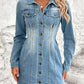 Pocketed Button Up Long Sleeve Denim Dress - DAVERRI FASHIONS