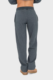 Mono B Elastic Waist Fleece Pants with Pockets Lounge Pants