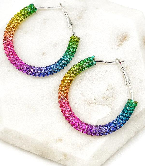 Rainbow Sparkle Hoop Earrings Earrings