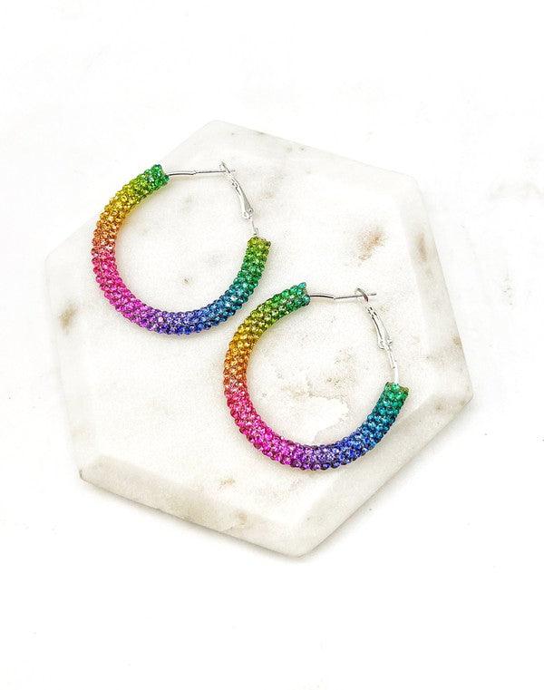 Rainbow Sparkle Hoop Earrings Earrings