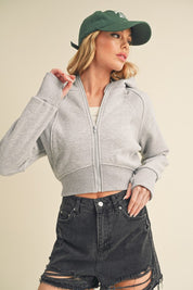 HEATHER GRAY Aemi + Co Cropped Hooded Jacket | Jackets Daverri Fashions