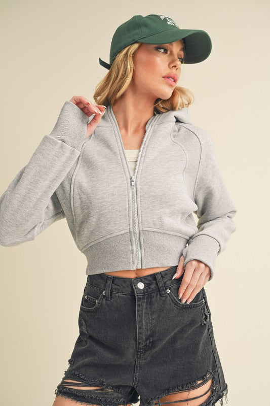 Aemi + Co Cropped Hooded Jacket HEATHER GRAY Jackets