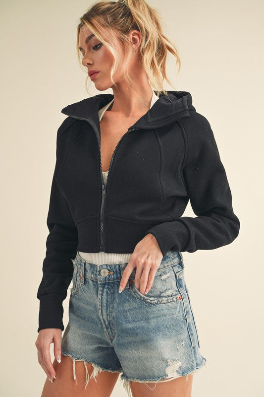 Aemi + Co Cropped Hooded Jacket BLACK Jackets