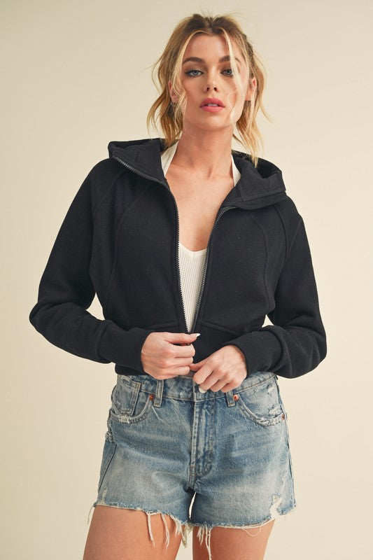 Aemi + Co Cropped Hooded Jacket Jackets