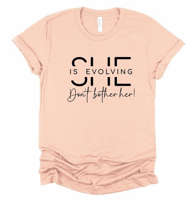 Plus Size She’s Evolving Don't Bother Her Graphic Tee Heather Peach Graphic Tees