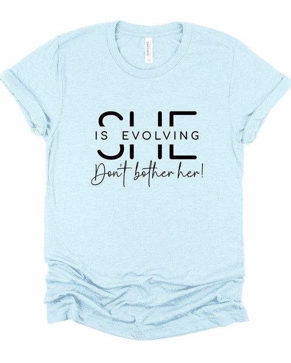 Plus Size She’s Evolving Don't Bother Her Graphic Tee Ice Blue Graphic Tees