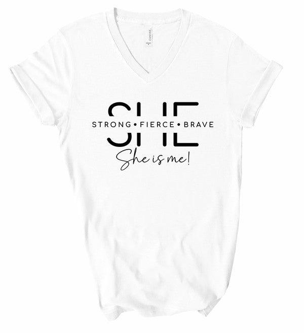 She Is Strong Graphic Boutique Tee White Graphic Tees