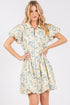 GeeGee Floral Eyelet Zipper Front Puff Sleeve Mini Dress - DAVERRI FASHIONS