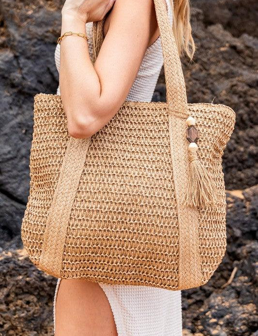 Izola Carry All Tassel Tote Khaki OneSize