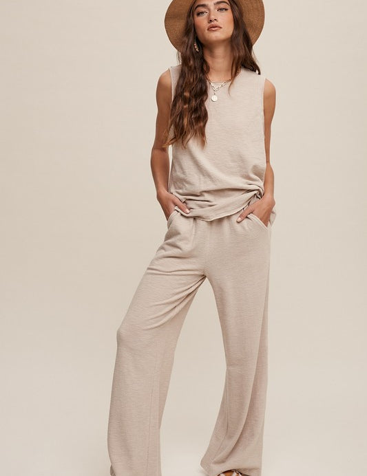 Soft Knit Tank and Sweat Pant Set Loungewear Sets