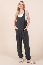 Textured Rib Overalls with Pockets Overalls