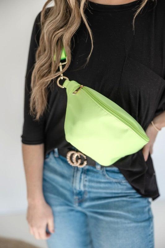 Colorful Nylon Crossbody Bag NEON GREEN OS Handbags