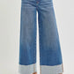 RISEN Full Size Tummy Control High Rise Crop Wide Cuffed Jeans Plus Size