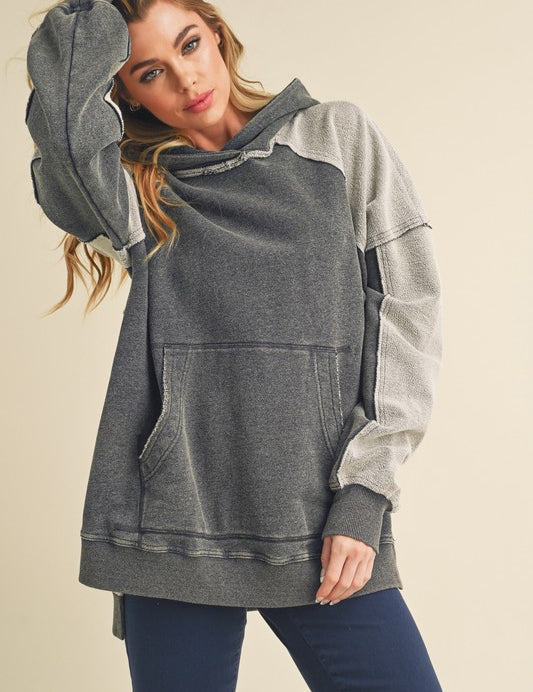 CHARCOAL S Deb Washed Oversized Hoodie | Hoodies Daverri Fashions