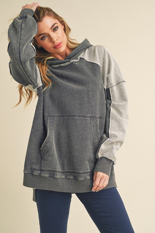 Deb Washed Hoodie CHARCOAL S