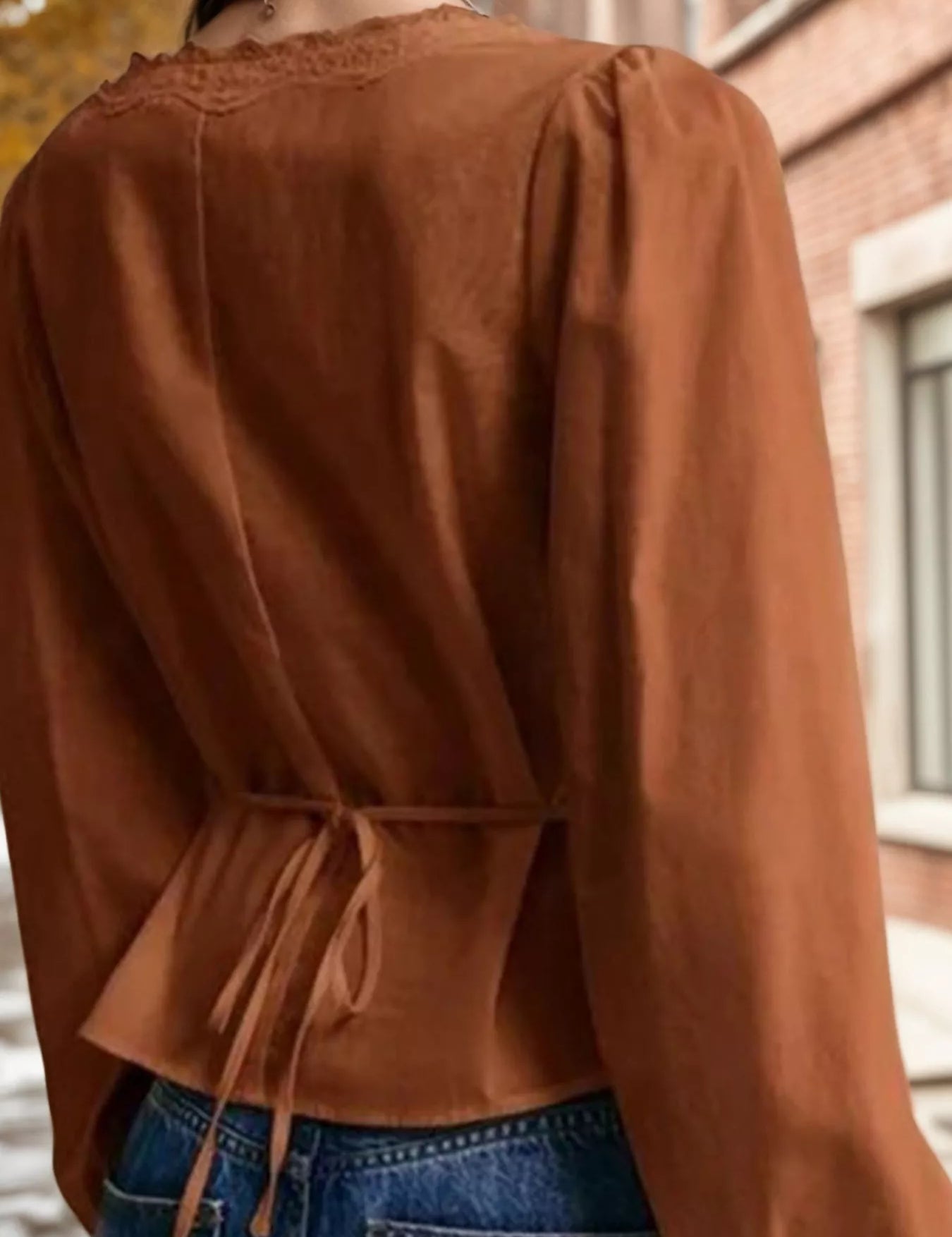 Lace Detail Balloon Sleeve Blouse | Blouses Daverri Fashions