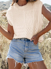 Beige Cable Knit Dolman Sweater Vest | Sweater Vests Daverri Fashions