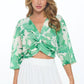 Mid Sleeve Front Twist Floral Top - DAVERRI FASHIONS
