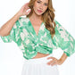 Mid Sleeve Front Twist Floral Top - DAVERRI FASHIONS