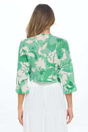 Made in USA Mid Sleeve Front Twist Floral Top Tops