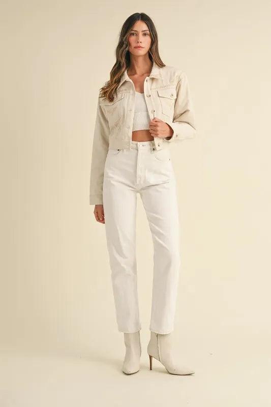 MABLE Embroidered Quilted Cropped Jacket