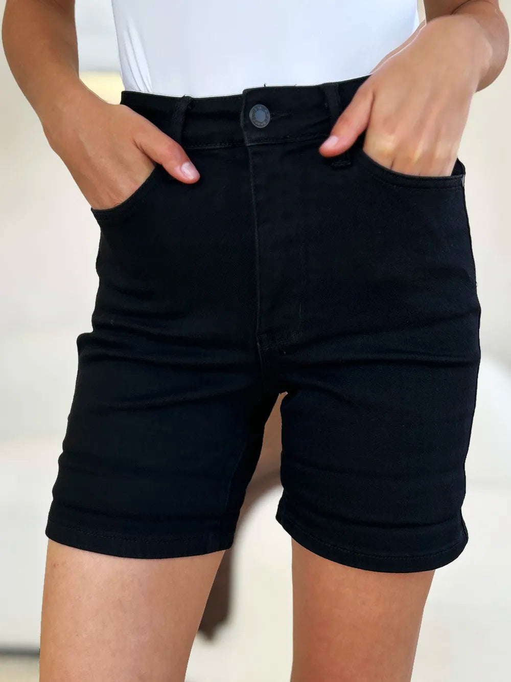 Judy Blue Full Size High Waist Tummy Control Cuffed Denim Shorts Denim Shorts