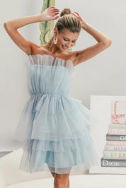 BiBi Sleeveless Layered Organza Dress | Mini Dresses Daverri Fashions