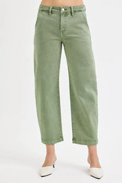 RISEN Full Size Tummy Control High Rise Crop Barrel Jeans Plus Size | Daverri Fashions