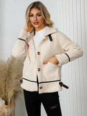 Pocketed Button Down Collared Neck Jacket | Jackets Daverri Fashions