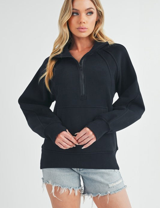 Long Dove Funnel Neck Half Long Zip | Daverri Fashions