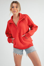 Tomato S Long Dove Funnel Neck Half Long Zip | Daverri Fashions