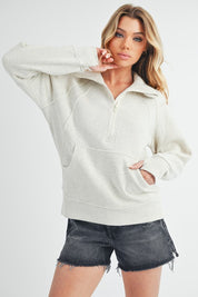 Long Dove Funnel Neck Half Long Zip | Daverri Fashions