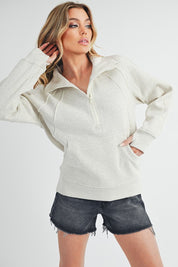 Long Dove Funnel Neck Half Long Zip | Daverri Fashions