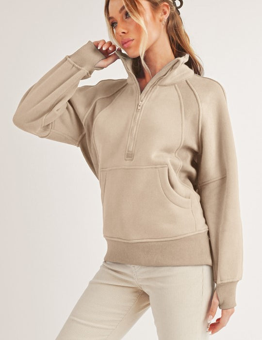 Long Dove Funnel Neck Half Long Zip | Daverri Fashions