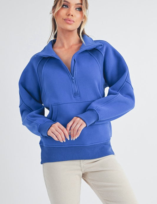 Long Dove Funnel Neck Half Long Zip | Daverri Fashions