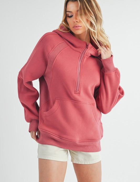 Long Drea Half-Zip Hoodie | Daverri Fashions