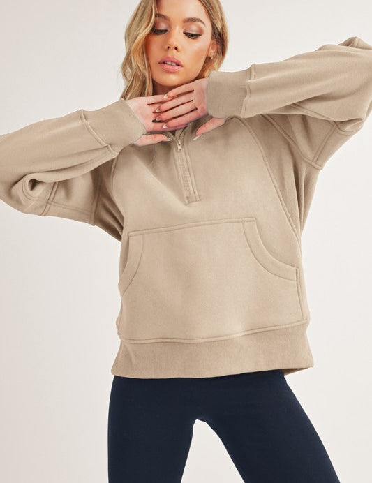 Long Drea Half-Zip Hoodie | Daverri Fashions