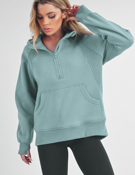 Long Drea Half-Zip Hoodie | Daverri Fashions