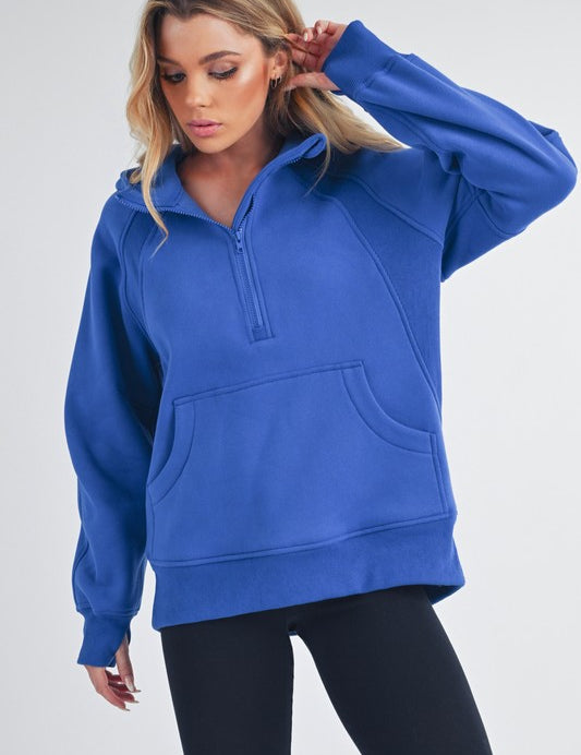 COBALT S Long Drea Half-Zip Hoodie | Daverri Fashions