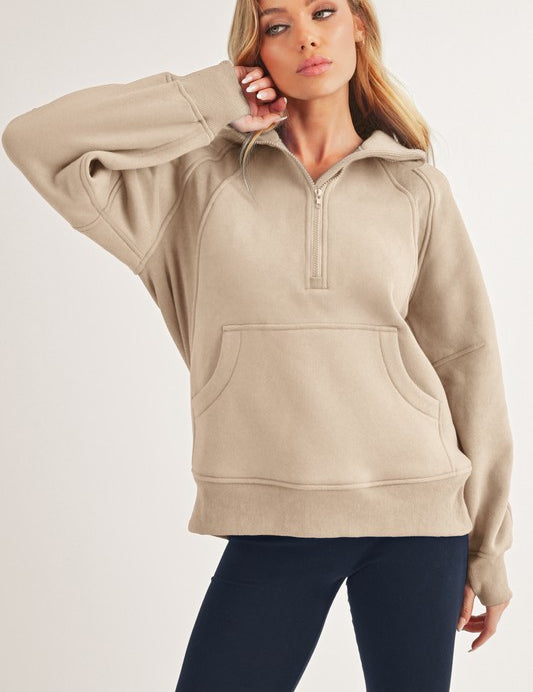 OAT S Long Drea Half-Zip Hoodie | Daverri Fashions