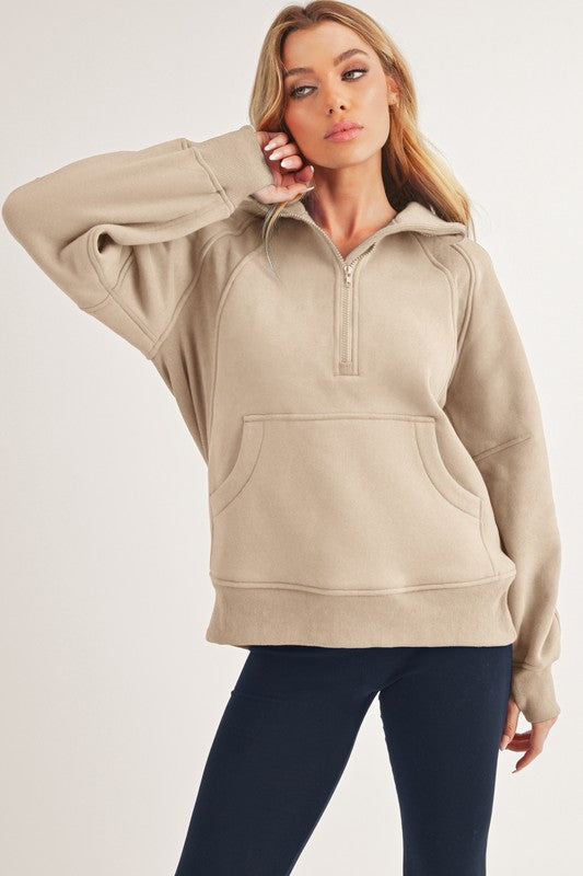 Long Drea Half-Zip Hoodie OAT S
