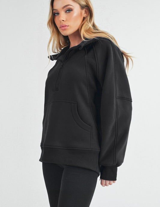 Long Drea Half-Zip Hoodie | Daverri Fashions