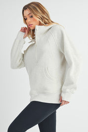 HEATHER BONE S Long Drea Half-Zip Hoodie | Daverri Fashions