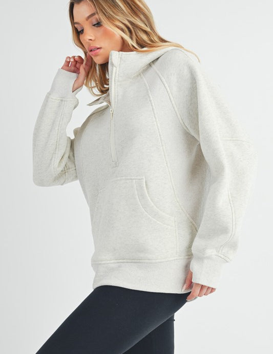 HEATHER BONE S Long Drea Half-Zip Hoodie | Daverri Fashions