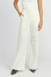 WHITE High Waisted Wide Leg Pants | Pants Daverri Fashions