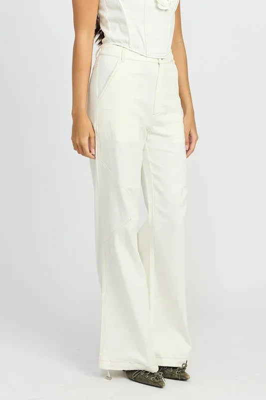 High Waisted Wide Leg Pants - DAVERRI FASHIONS