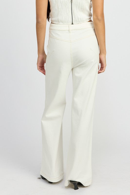 High Waisted Wide Leg Pants | Pants Daverri Fashions